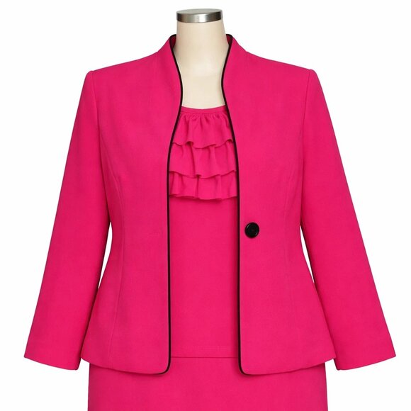 Jones Studio Jackets & Blazers - VTG Jones Studio Magenta 1 button blazer with matching blouse - EUC SZ 14